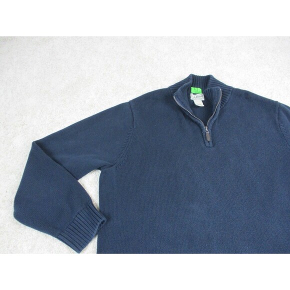 LL Bean Sweater Adult Extra Large XL Blue Pullover Quarter Zip Preppy Mens - Picture 3 of 11